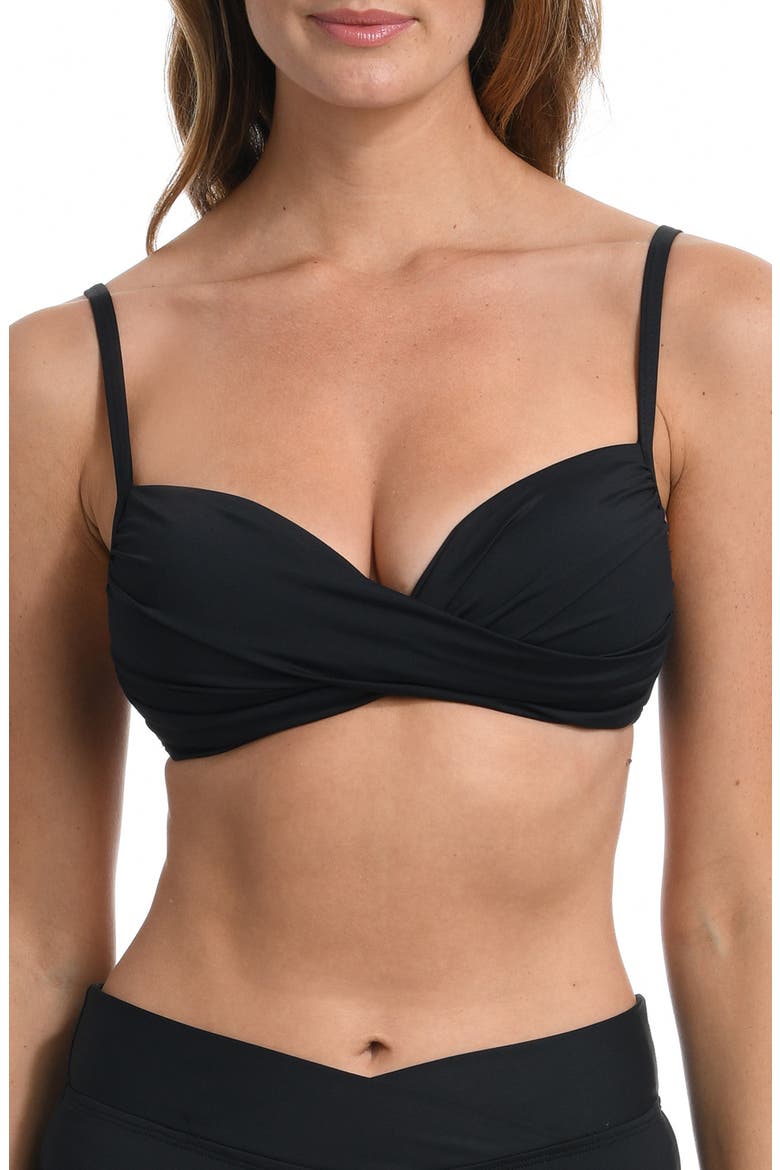 Island Goddess Wrap Bikini Top, Main, color, BLACK