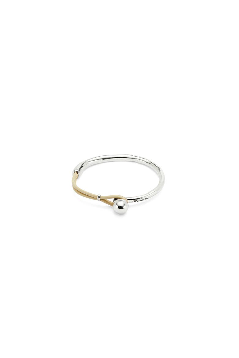 Bracelet with Brown Leather, Main, color, Silver