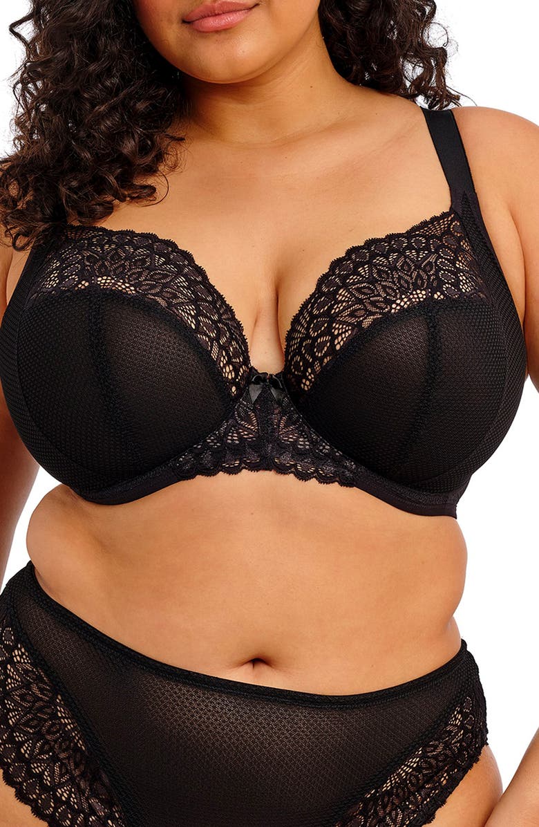 Elomi Tiernie Underwire Plunge Bra, Main, color, Black