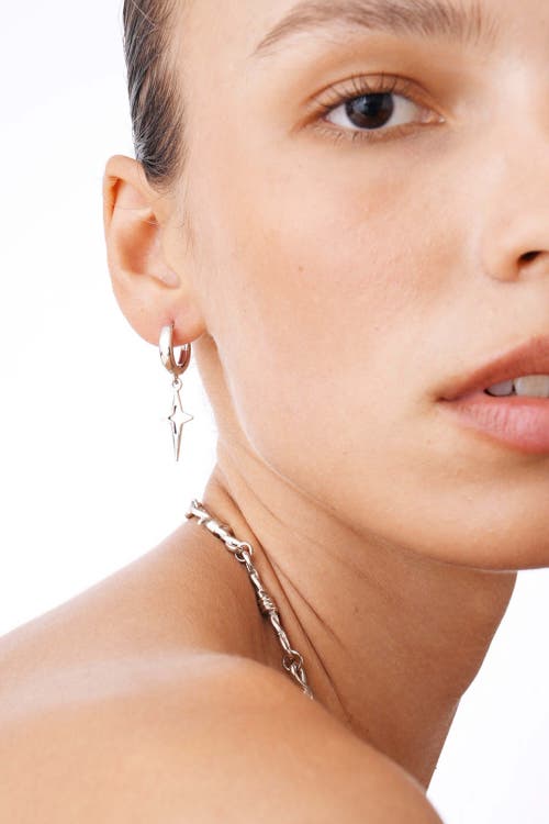 Velvet Luna Sparkle Charm Huggie Earrings In Silver