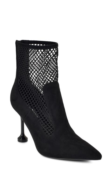 Goane Fishnet Pointed Toe Ankle Bootie