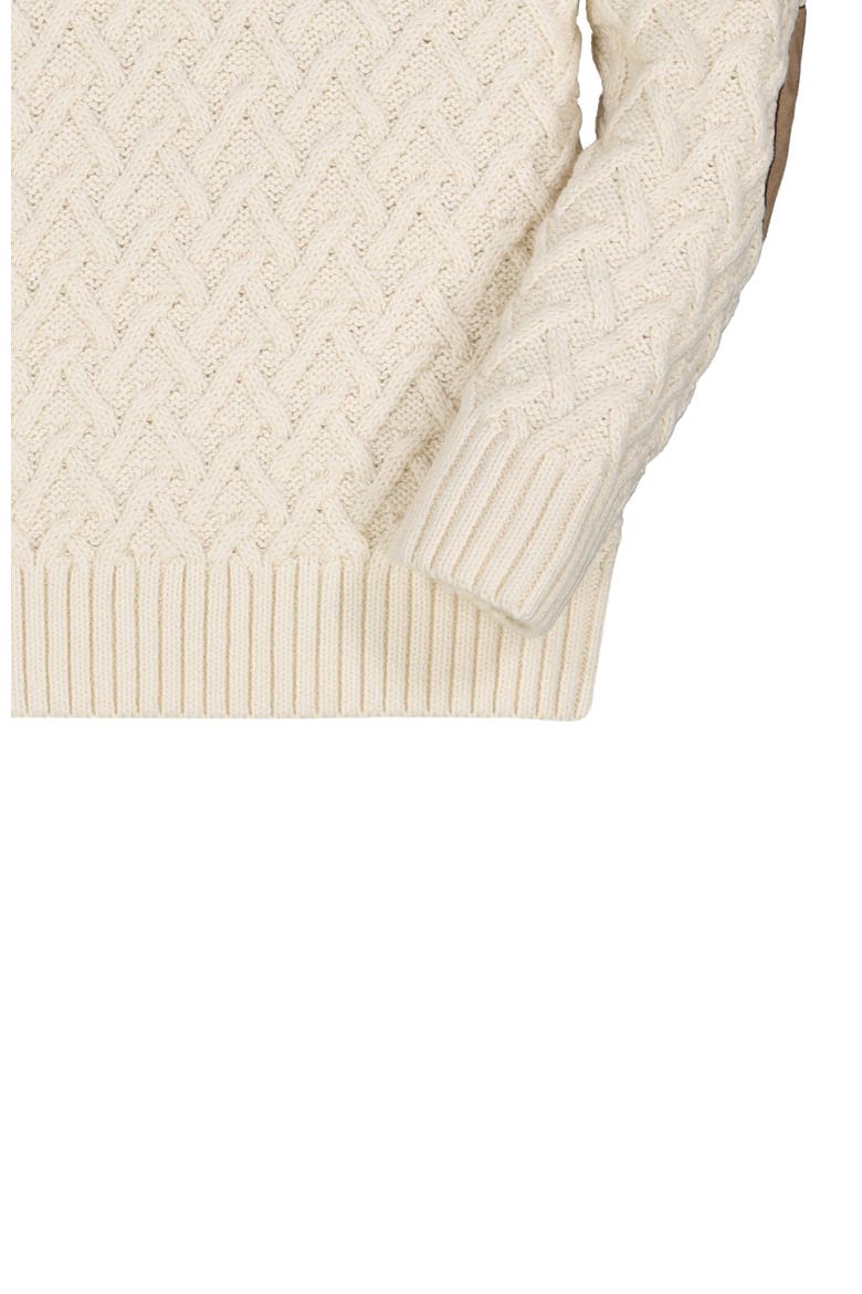 Boys' Organic Shawl Collar Cable Sweater, Kids, Alternate, color, Ivory Herringbone Cable