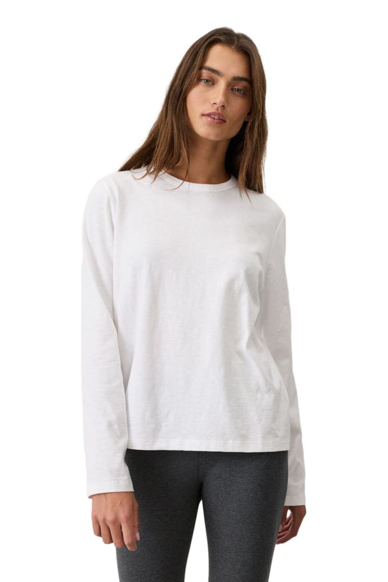 Organic Cotton Soft-Slub Essential Crewneck Long Sleeve Tee, Alternate, color, White