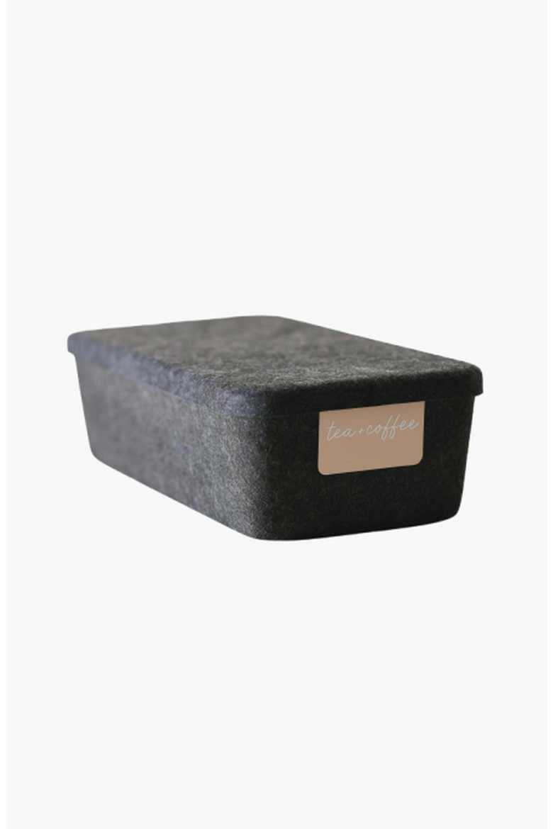 The Sculpted Bin - Long with Lid, Alternate, color, Carbon - Set of 3
