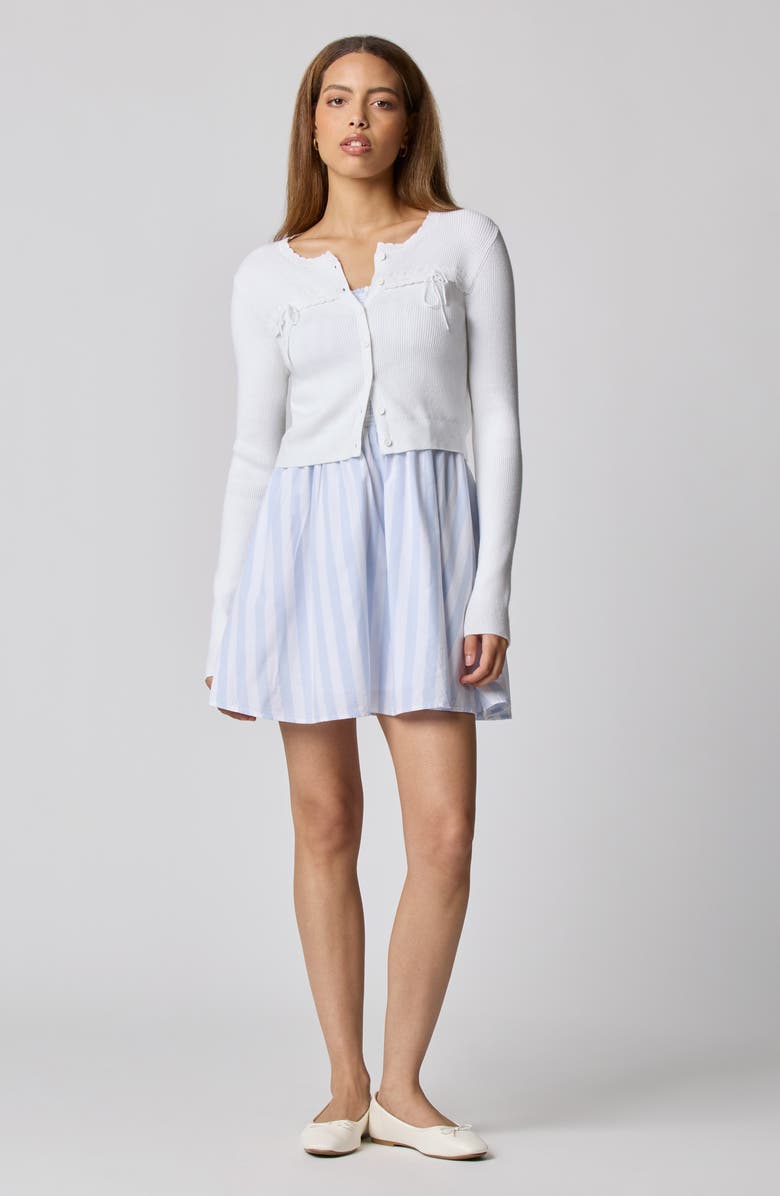 Florence by Mills Baby Bow Rib Knit Button Front Crop Cardigan, Alternate, color, Bright White