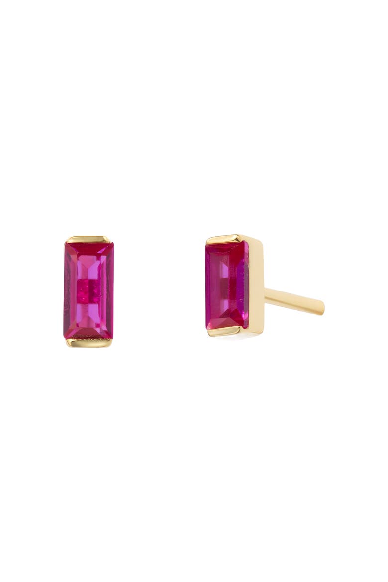 Baguette Stud Earrings, Alternate, color, Bright Pink / Red