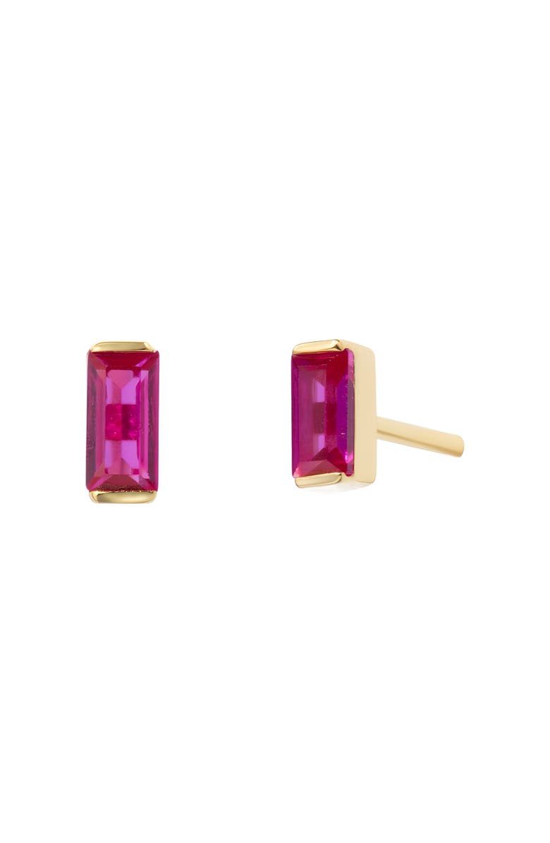 Little Sky Stone Baguette Stud Earrings, Alternate, color, Bright Pink / Red