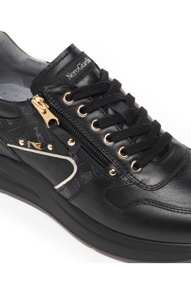 NeroGiardini Logo Zip Wedge Sneaker, Alternate, color,