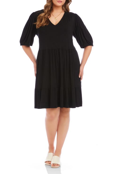 Puff Sleeve TIered Dress (Plus)