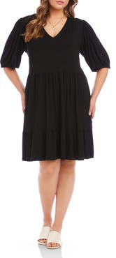 Karen Kane Puff Sleeve Tiered Dress