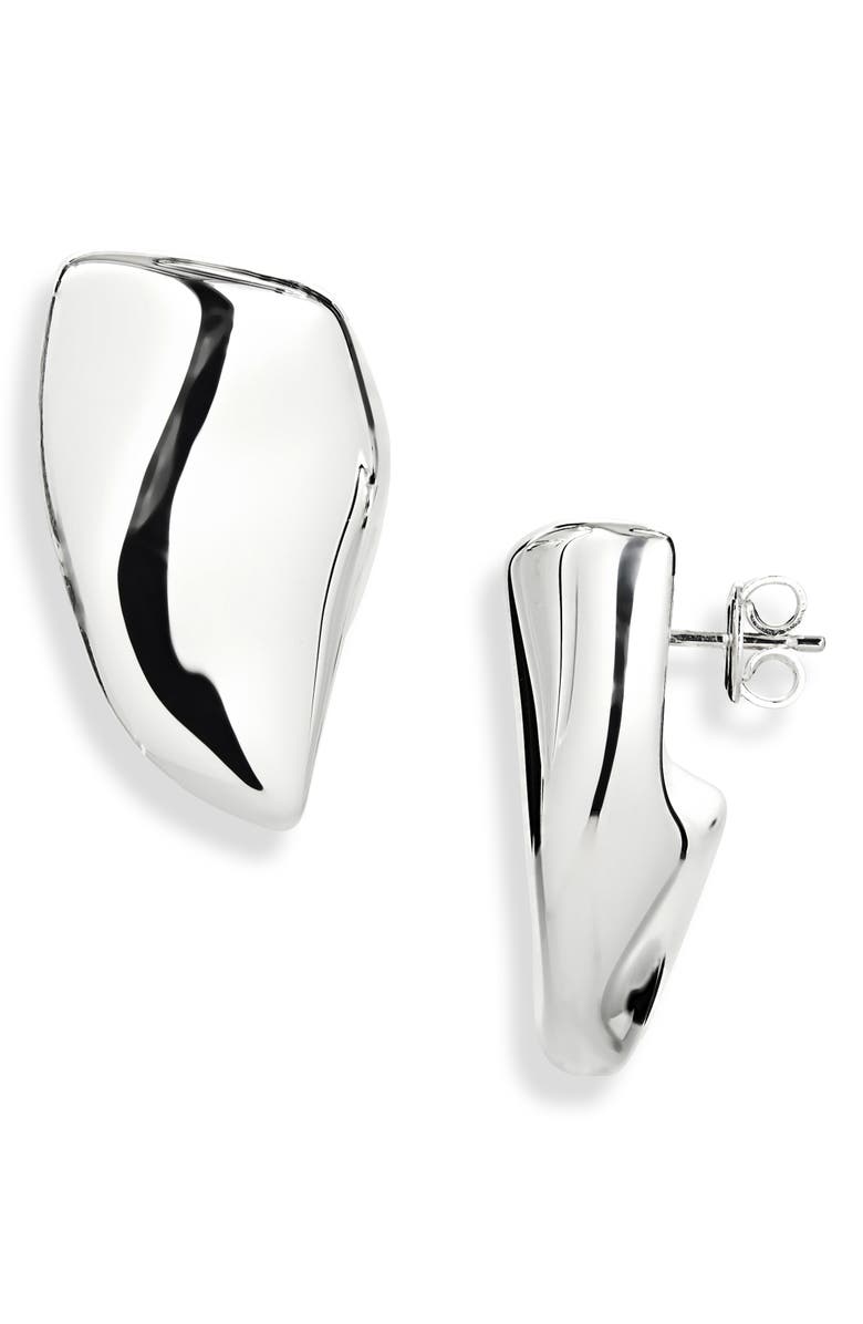 Bottega Veneta Small Prisma Sterling Silver Earrings, Main, color, 8117 Silver