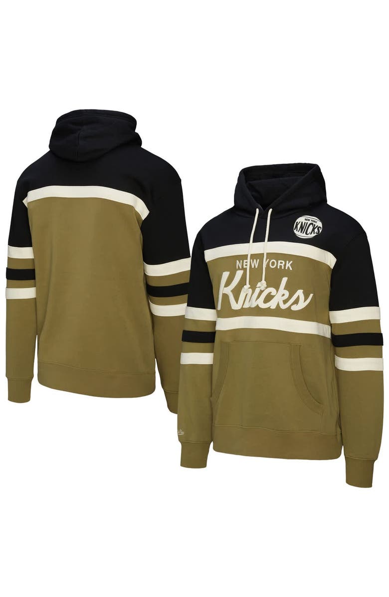 Mitchell & Ness Men's Mitchell & Ness Olive/Black New York Knicks Double Clutch Head Coach Hoodie, Main, color, Olive