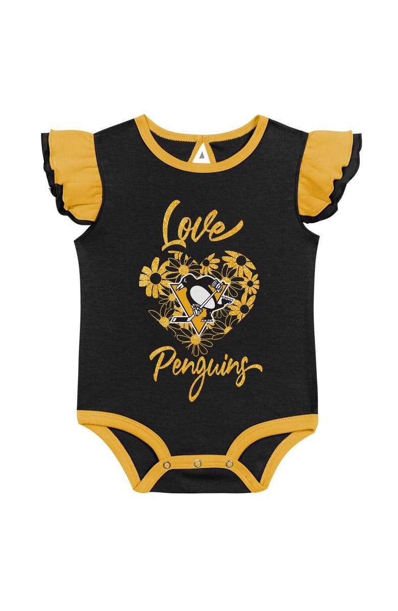 Outerstuff Girls Infant Black/Gold Pittsburgh Penguins Two-Pack Training Bodysuit Set, Alternate, color, 