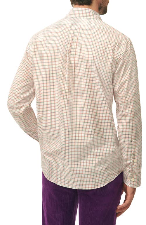 Brooks Brothers Non-iron Tattersall Check Stretch Cotton Button-down Shirt In Cream