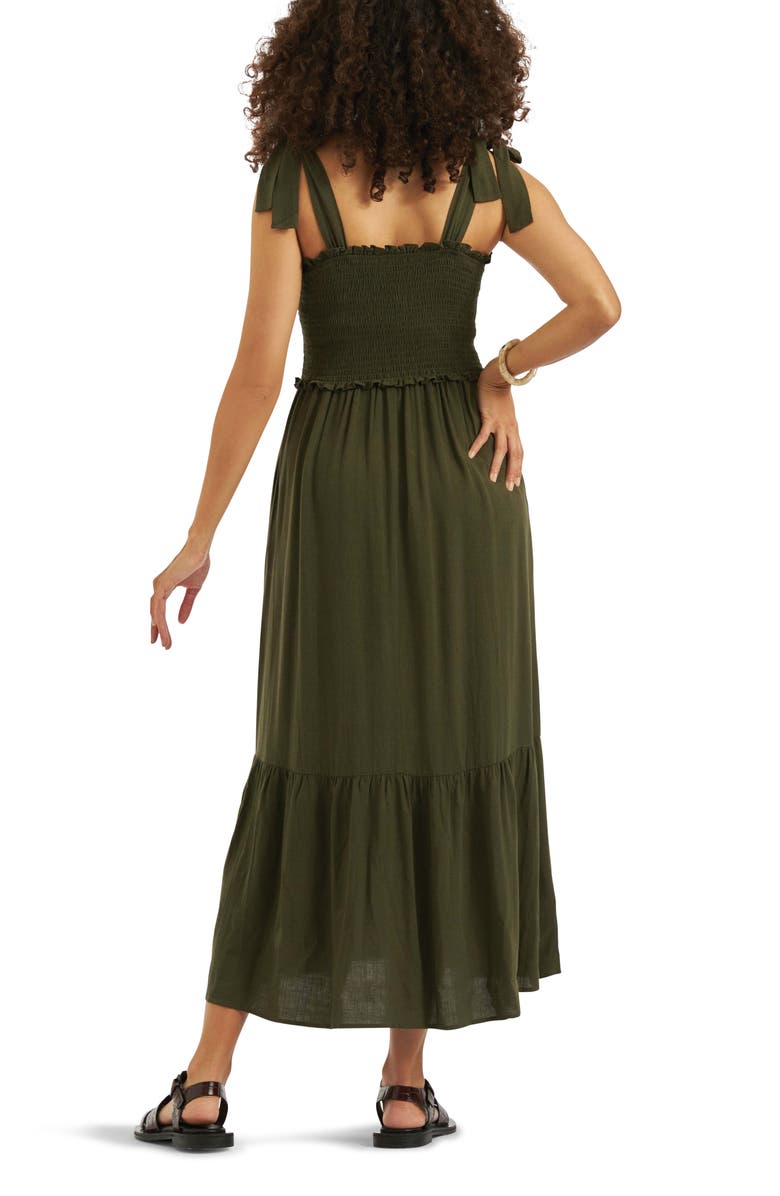 Ripe Maternity Brandi Shirred Dress, Alternate, color, Khaki