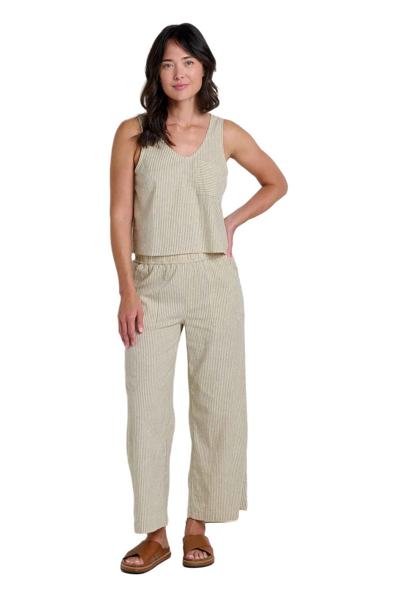 Women's Taj Hemp Button Back Tank, Main, color, Barley Railroad Stripe