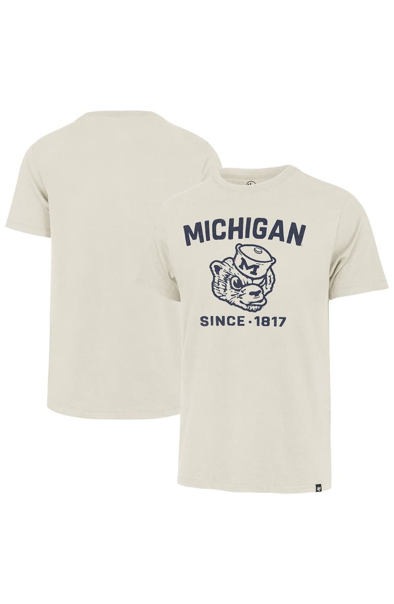 '47 Men's '47 Cream Michigan Wolverines Duster Franklin T-Shirt, Main, color, 