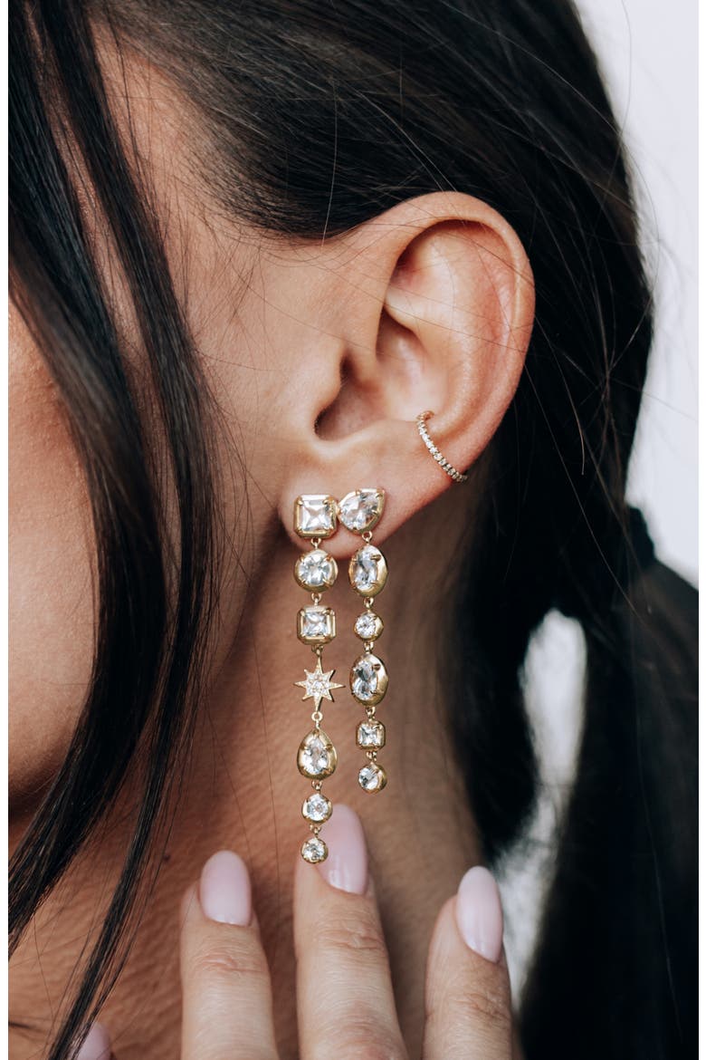 Melia Grace Double Piercing Drop Earrings, Alternate, color, CLEAR
