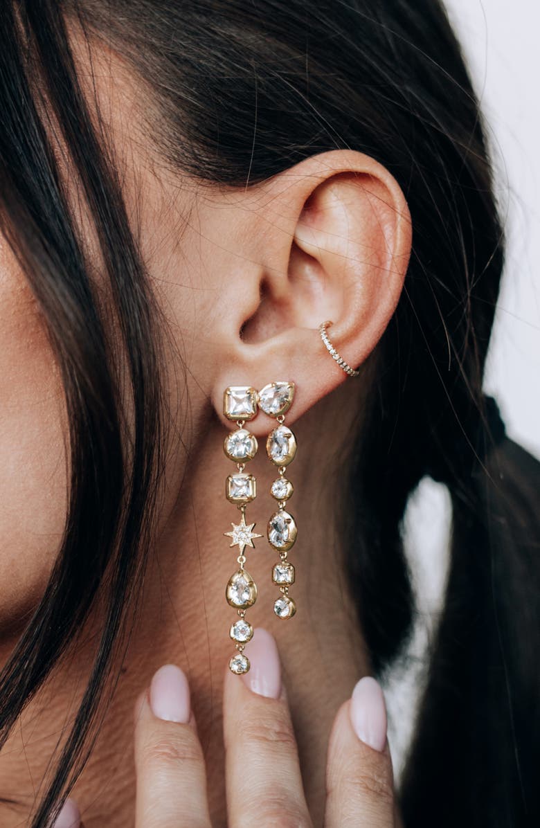 Anzie Melia Grace Double Piercing Drop Earrings, Alternate, color, Clear