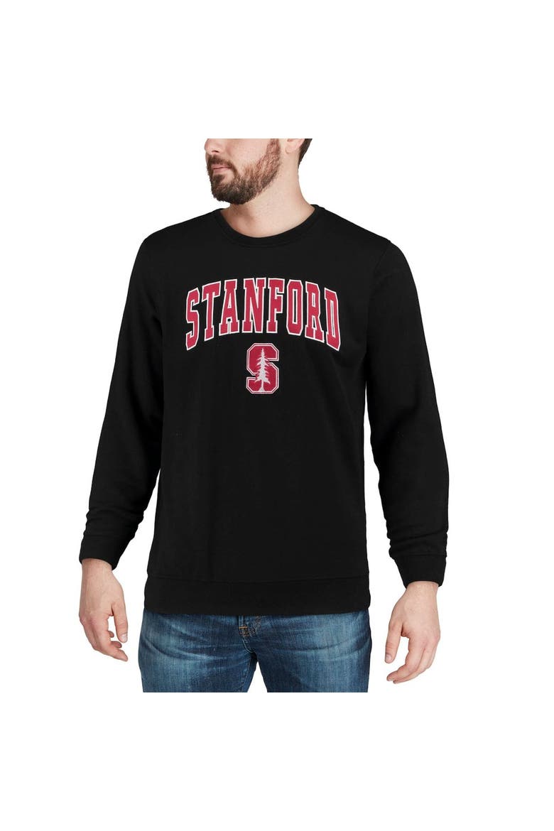 Men's Colosseum Black Stanford Cardinal Arch & Logo Crew Neck Sweatshirt, Alternate, color, Black