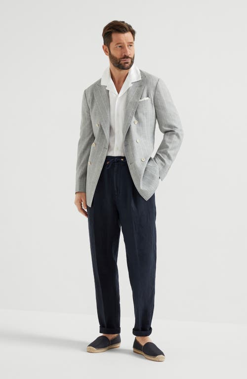 Brunello Cucinelli Leisure Fit Trousers With Drawstring In Navy Blue