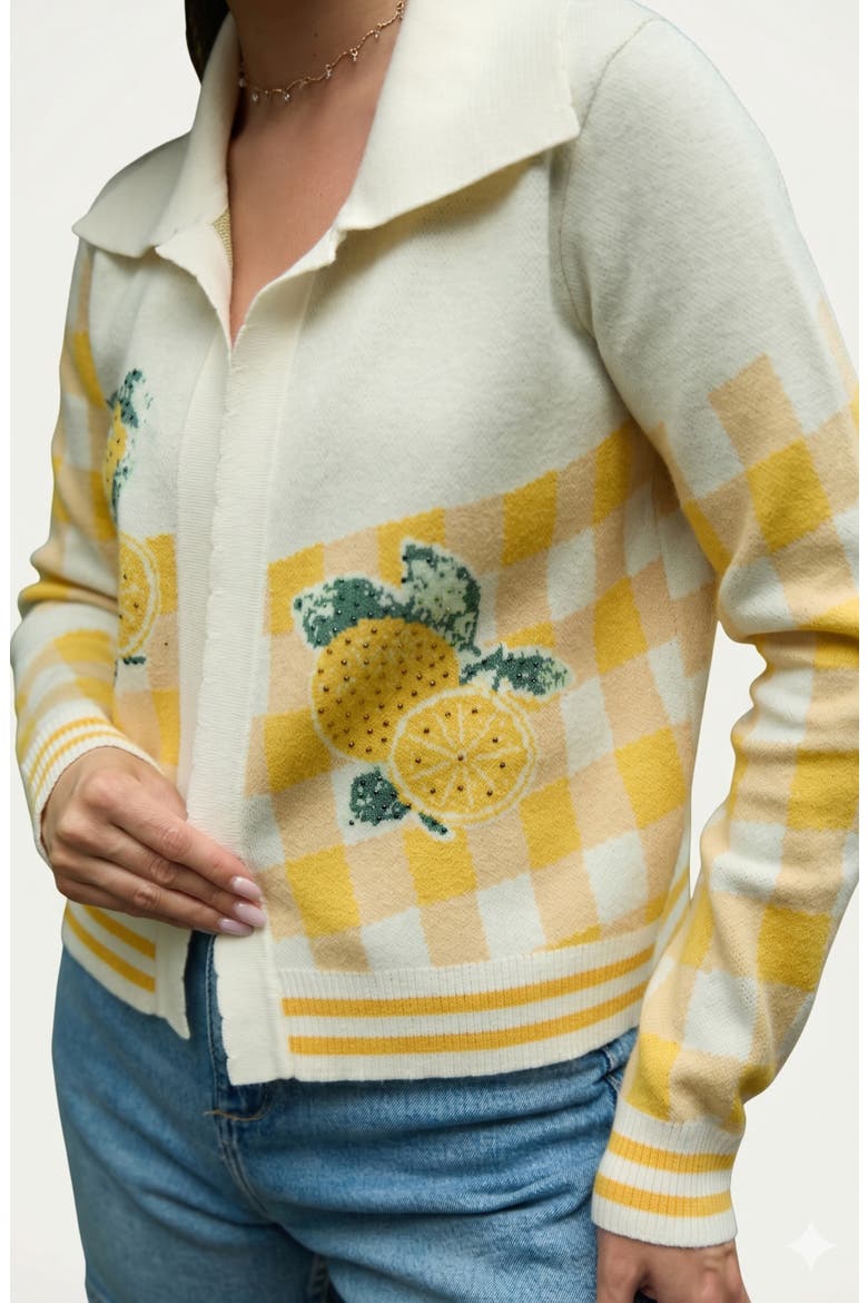 Lemon Picnic Cardigan, Alternate, color, IVORY MULTI