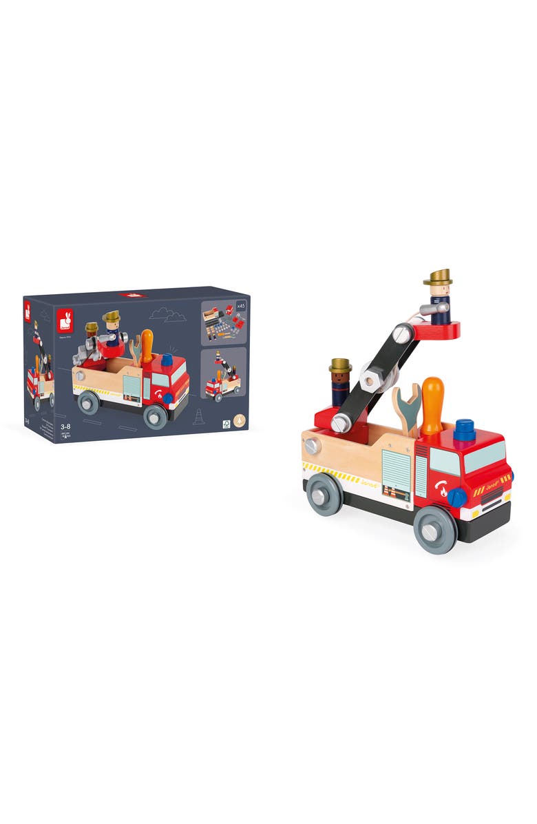 Janod Brico DIY Firetruck, Alternate, color, Red