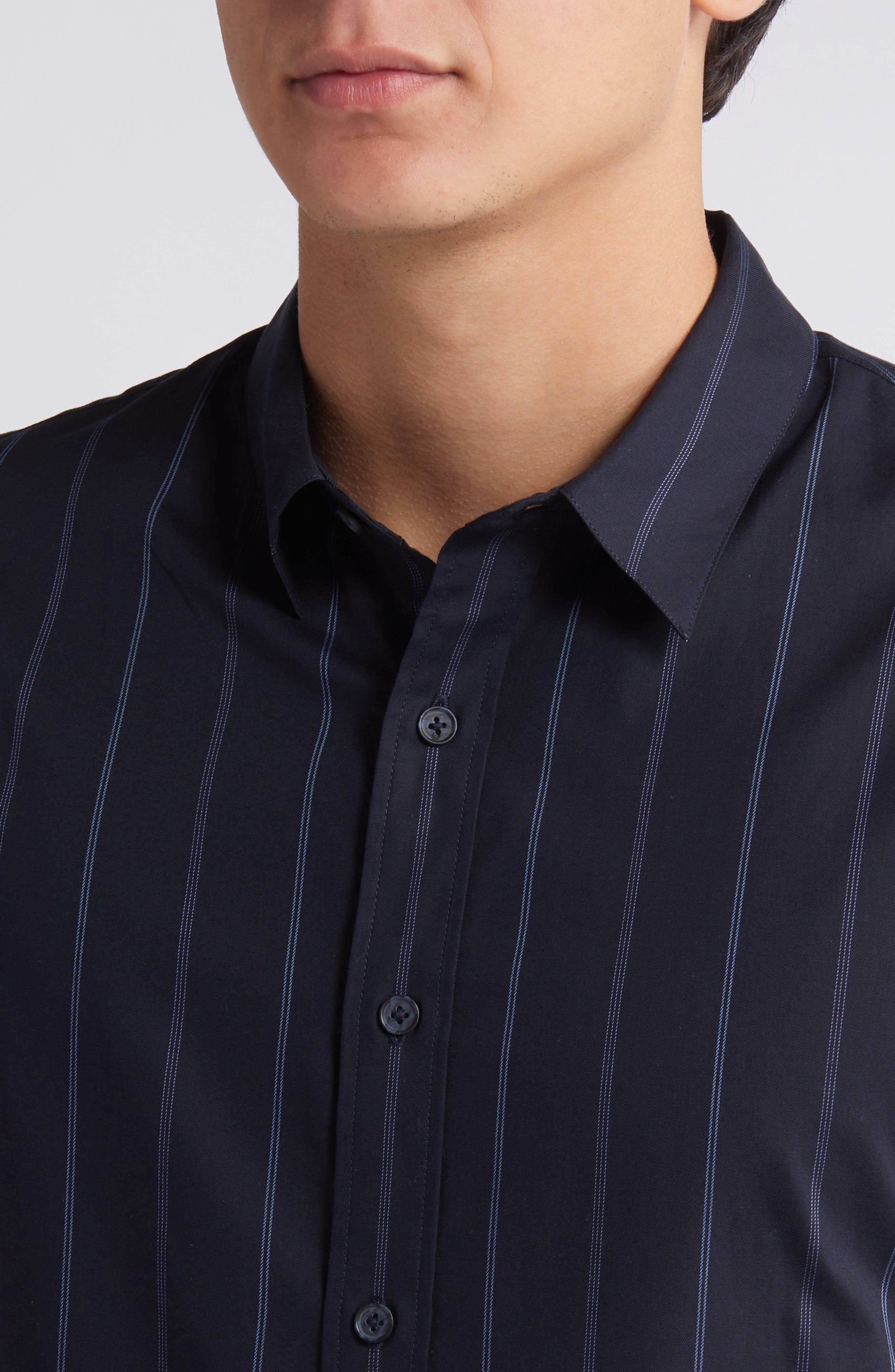 Soft Stripe Short Sleeve Button-Up Shirt - image 2