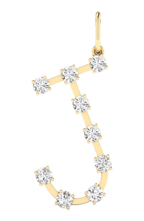 Orbit Letter "J" Lab Diamond Charm in 14K