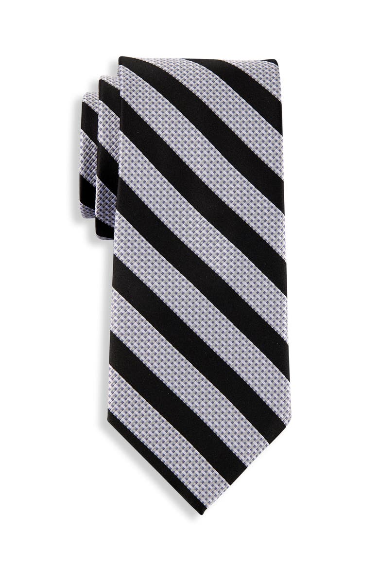 Big & Tall Textured Stripe Tie V2, Main, color, BLACK