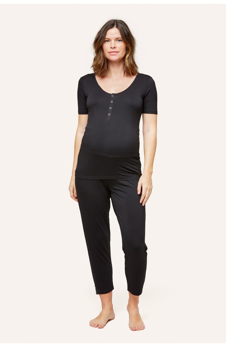 Nom Maternity Rhys Maternity & Nursing Soft PJ Tee, Alternate, color, Black