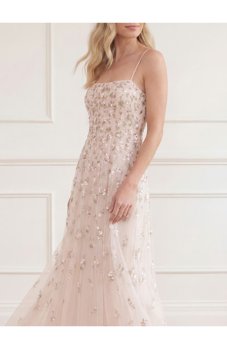 Needle & Thread Meadow Ditsy Cami Gown, Alternate, color, Swan White/Peach