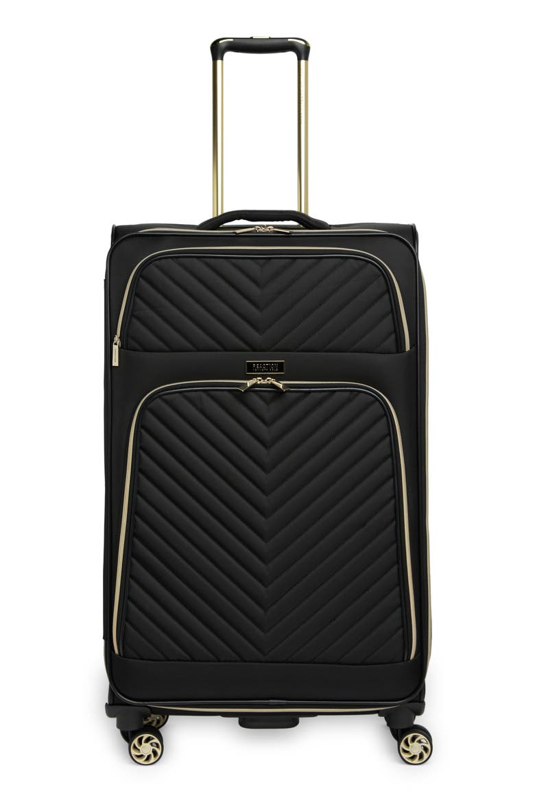 Chelsea Chevron Quilt Expandable 8-Wheel Luggage, Main, color, BLACK