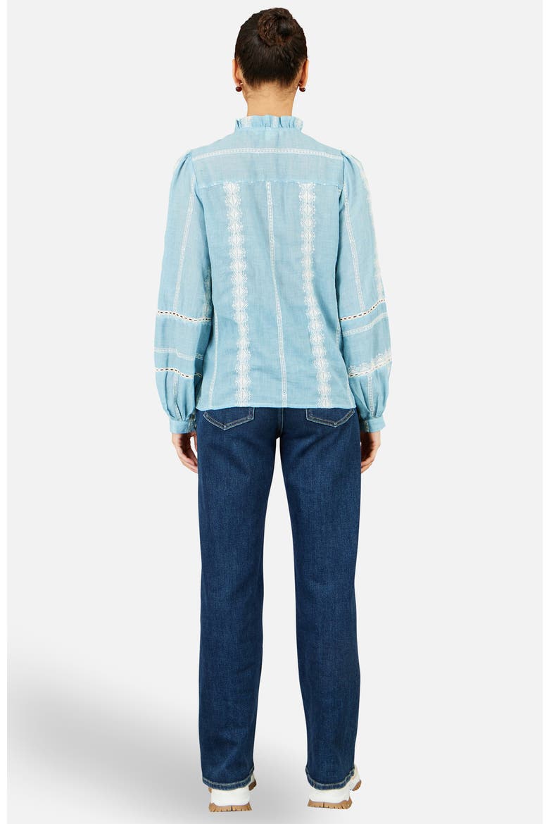 Cotton Embroidered Panel Shirt, Alternate, color, Blue