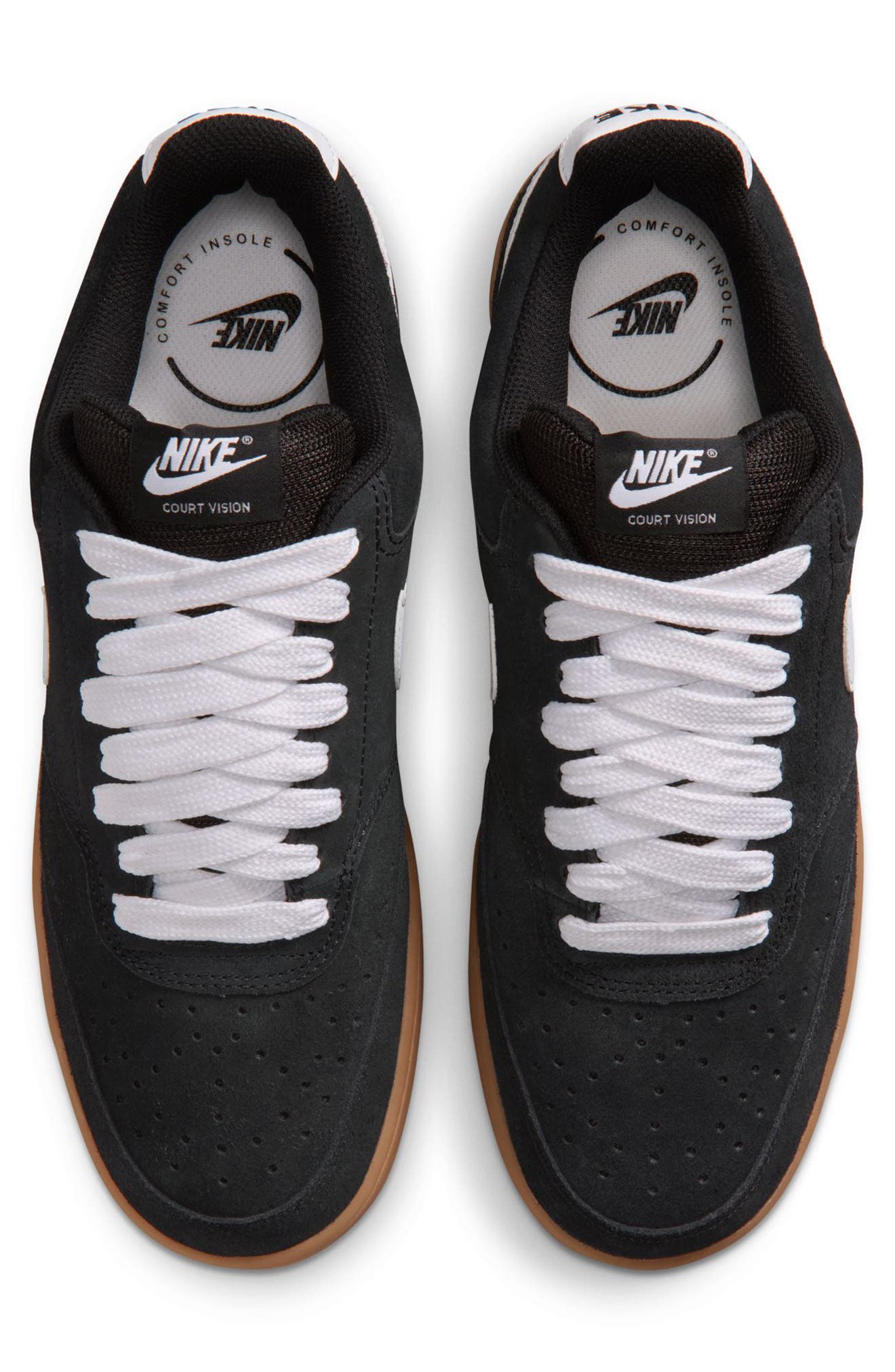 Nike Court Vision Low Top Sneaker, Alternate, color, Black/ Gum Medium Brown