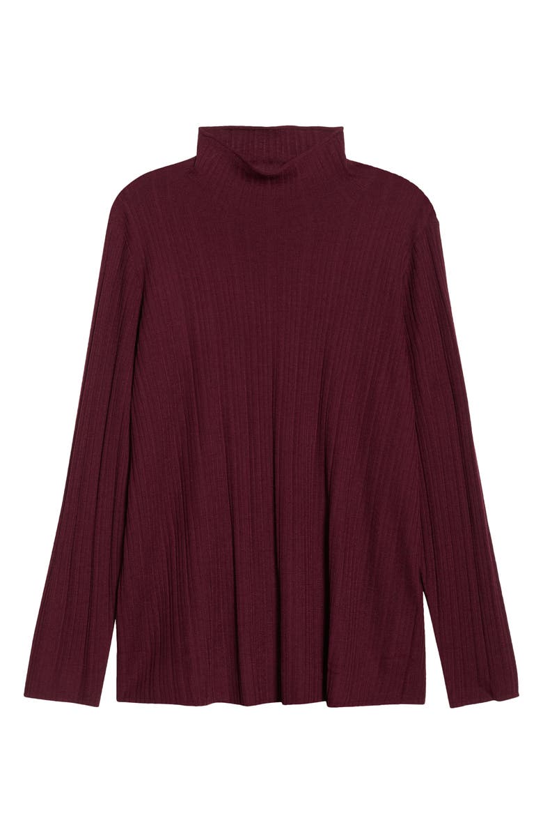 Eileen Fisher Rib Turtleneck Wool Sweater, Alternate, color, Wine