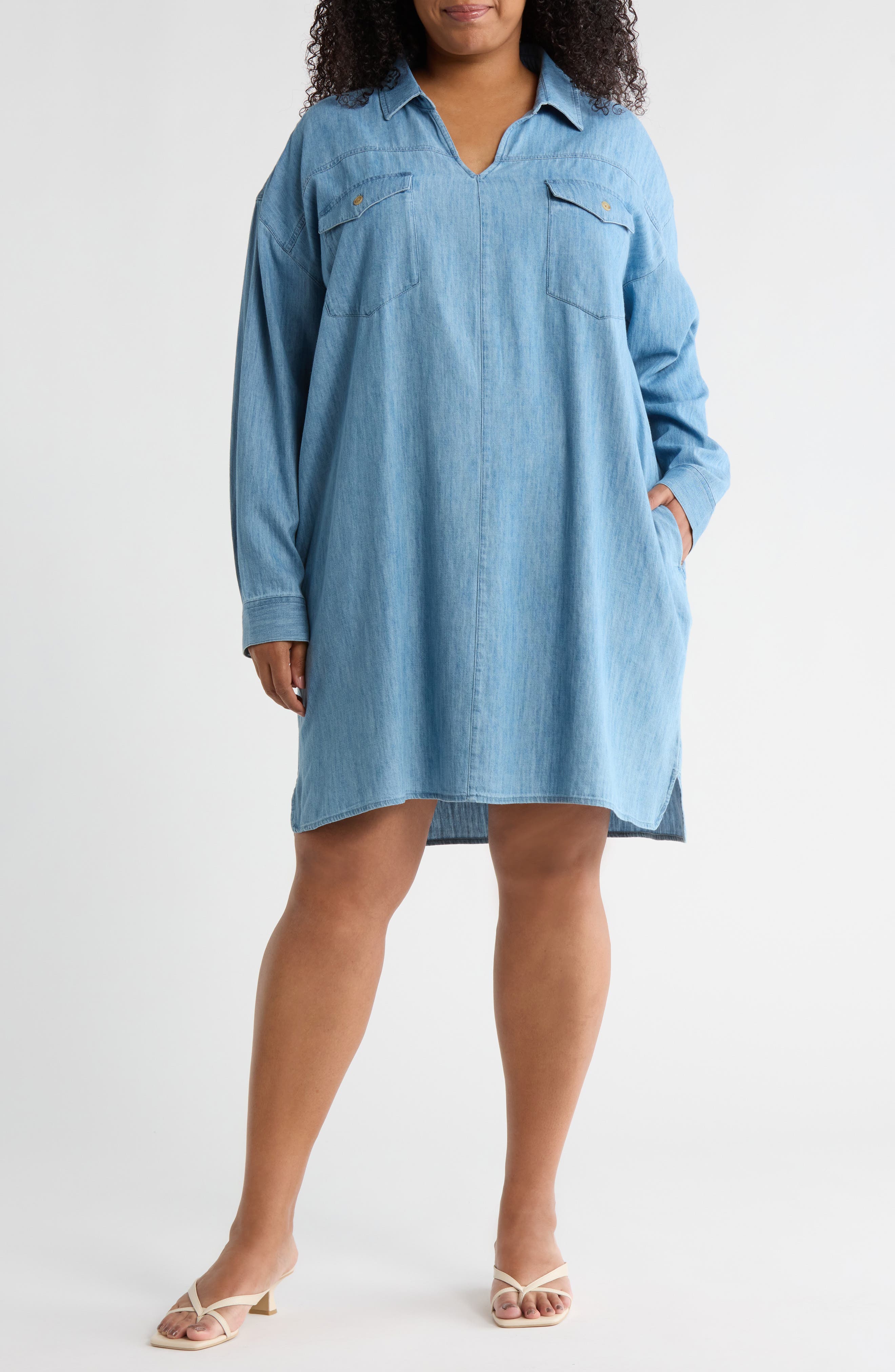 Melrose and Market Long Sleeve Chambray Shirt Dress