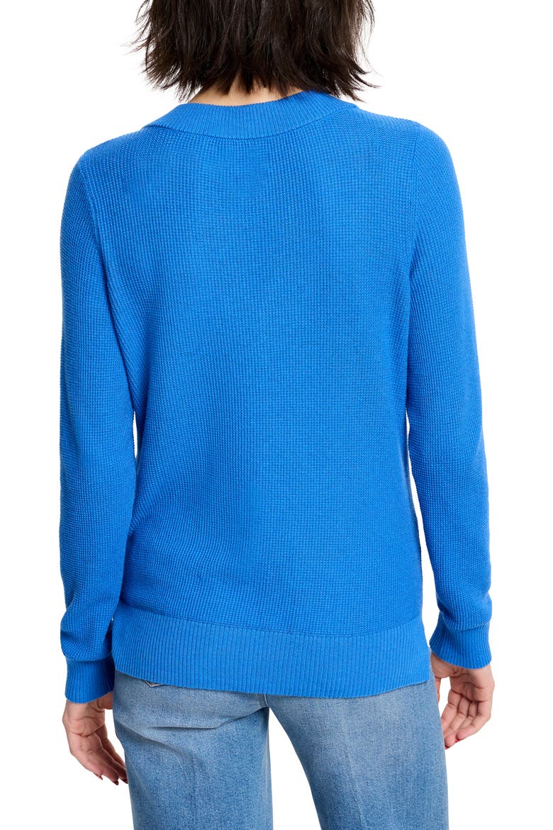 Waffle Stitch V-Neck Sweater, Alternate, color, SAPPHIRE