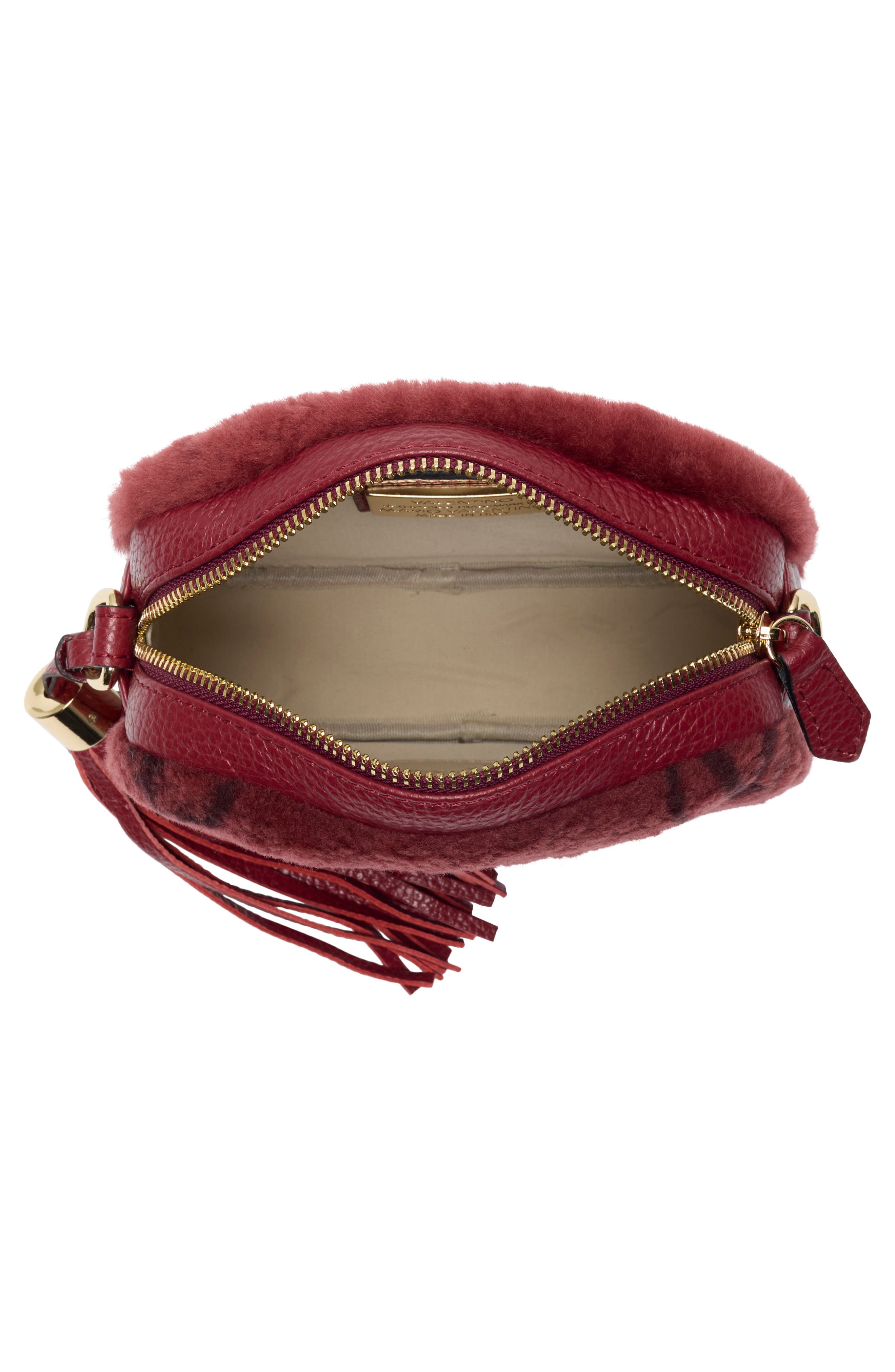 VALENTINO BY MARIO VALENTINO Nina Faux Shearling Crossbody Bag, Alternate, color, Mahogany