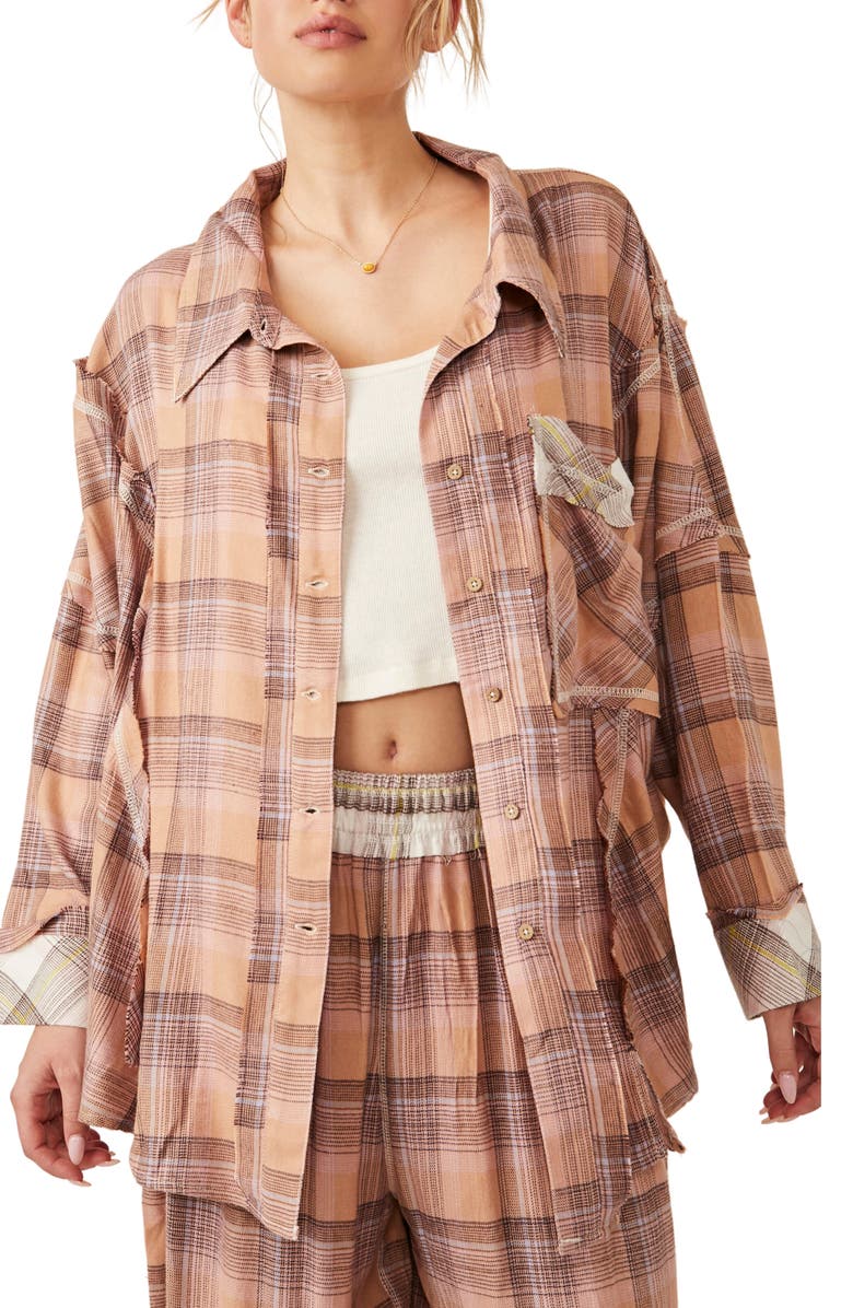Free People Fallin' for Flannel Oversize Pajama Shirt, Main, color, 