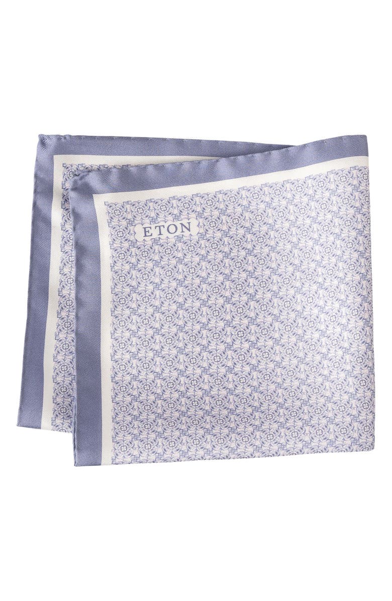 Eton Geometric Silk Pocket Square, Main, color, 