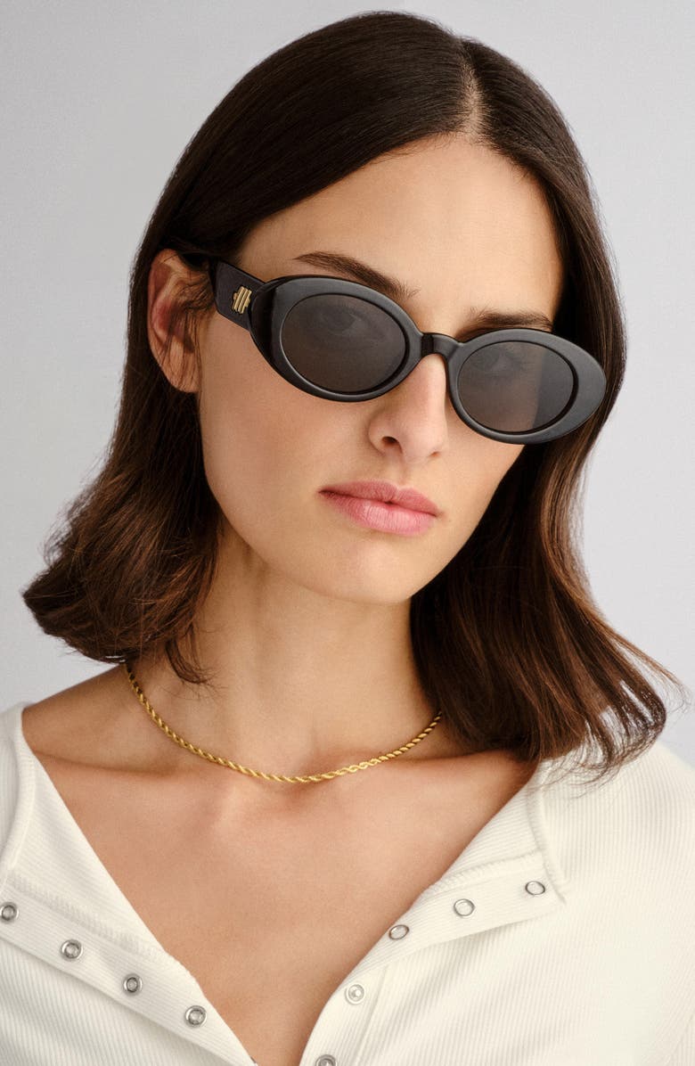 Le Specs Nouveau Vie 50mm Oval Sunglasses, Alternate, color, Black 2