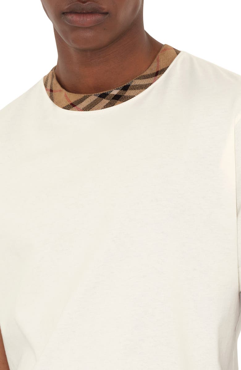 Burberry Check Trim T-Shirt, Alternate, color, Chalk