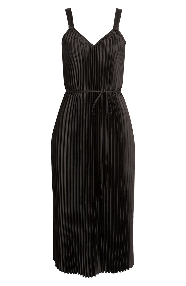 Sam Edelman Plissé Tie Waist Satin Dress, Alternate, color, 