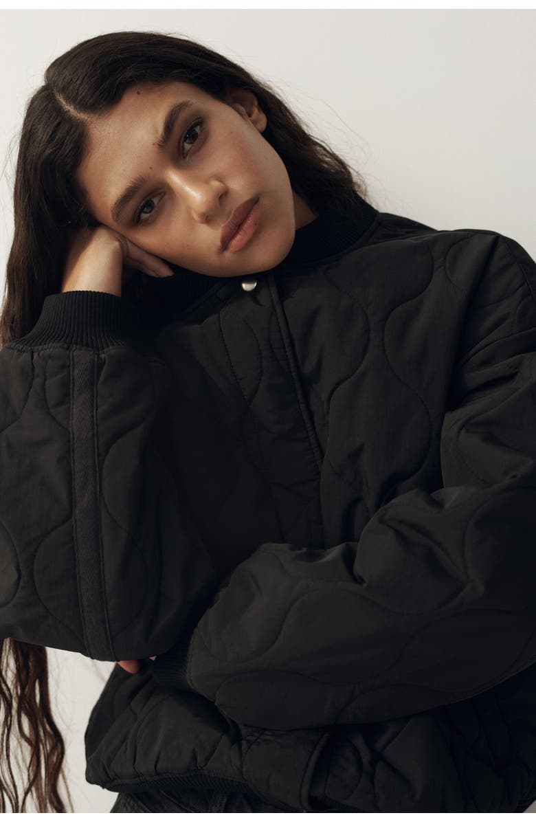 H&M Quilted Bomber Jacket, Alternate, color, 