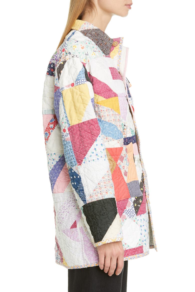 One of a Kind Reworked Quilt Pastel Elongated Workwear Jacket, Alternate, color, 965-MULTI