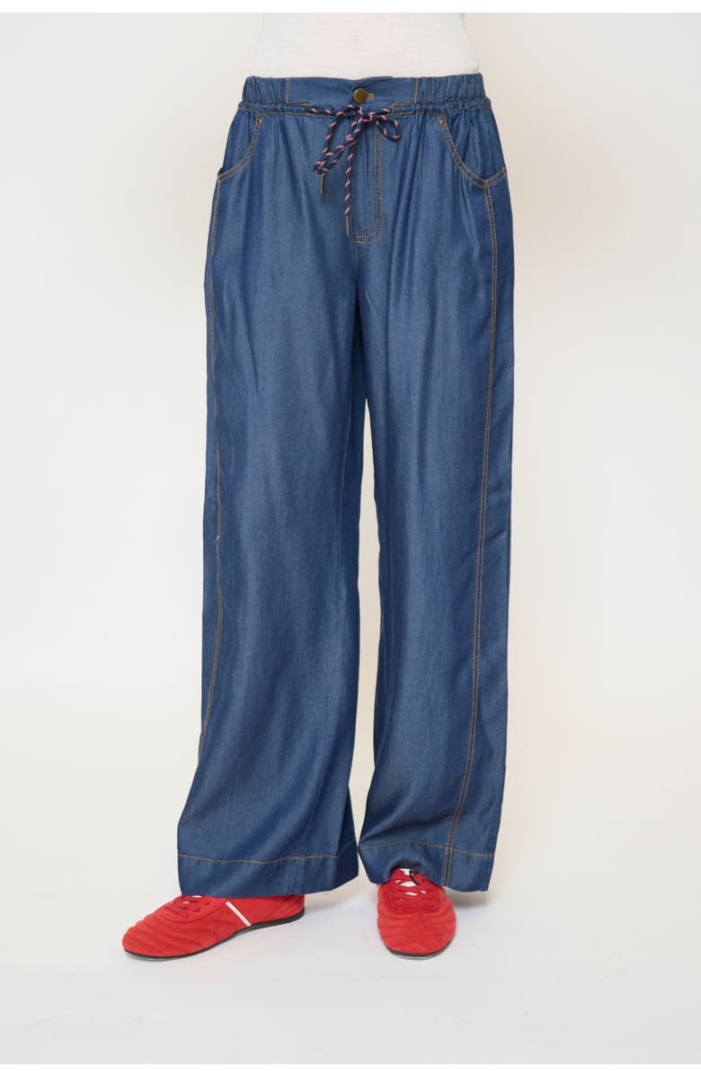Central Park West Quinn Tencel Drawstring Pants, Main, color, Denim