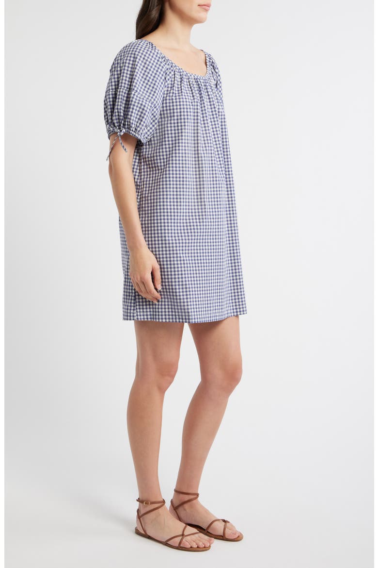 Aleca Gingham Tie Sleeve Minidress, Alternate, color, BAY BLUE GINGHAM