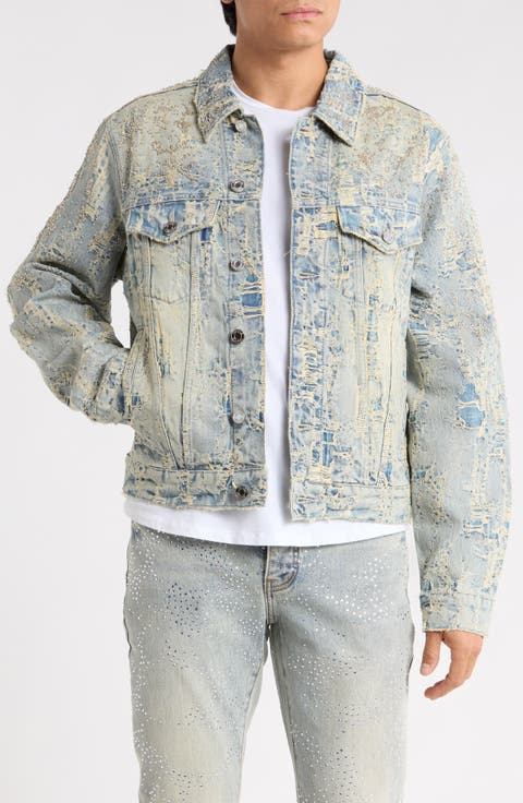 Bead Splatter Destroy Denim Jacket