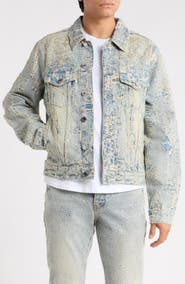 PURPLE BRAND Bead Splatter Destroy Denim Jacket